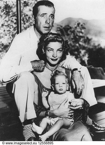 Humphrey Bogart (1899-1957) and Lauren Bacall (b1924) with their son Stephen  c1940s. Artist: Unknown