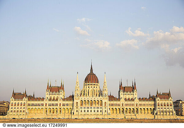 Hungarian Parliament during sunset at Budapest  Hungary
