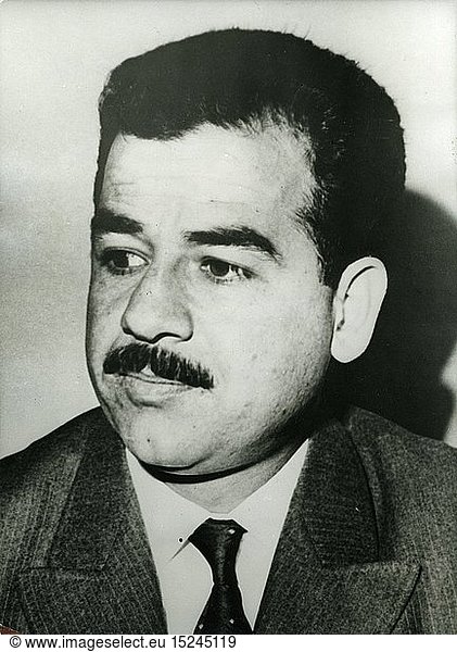 Hussein  Saddam  28.4.1937 - 30.12.2006  irak. Politiker  (Baath Partei)  Portrait  um 1970 Hussein, Saddam, 28.4.1937 - 30.12.2006, irak. Politiker, (Baath Partei), Portrait, um 1970,