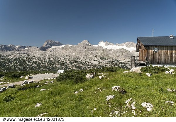 Hut of the Obertraun mountain rescue  Dachstein massif  Austria.