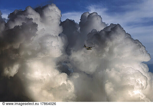 Hydroplane in sky  Cloudy scape