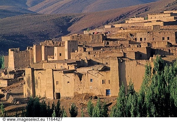 I´houd Igan Berber Dorf. Oued Melloul Tal. Hoher Atlas. Provinz Errachidia. Marokko. Afrika.