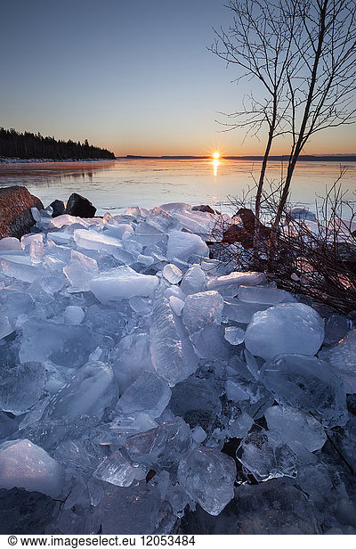 Ice Chunks On Lake Superior; Thunder Bay  Ontario  Canada