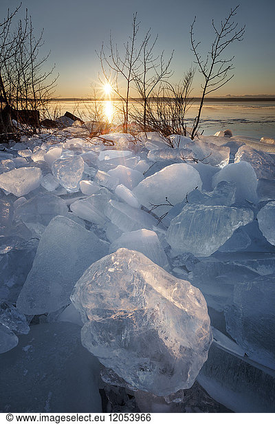 Ice Chunks On Lake Superior; Thunder Bay  Ontario  Canada