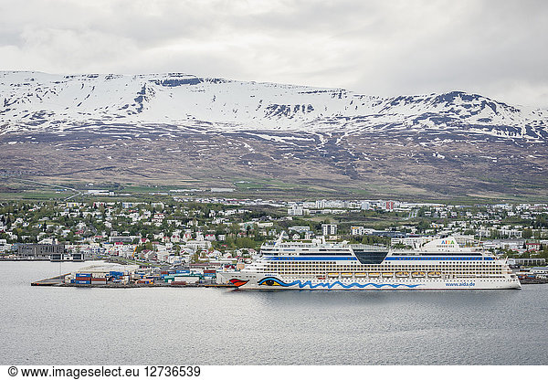 Iceland  Akureyri  cruise vessel at harbour