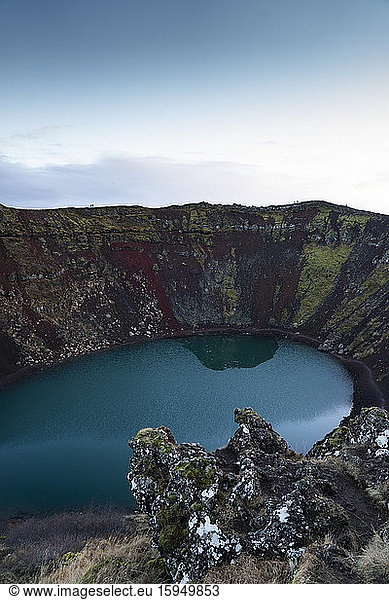 Iceland  Lake inside volcanic crater