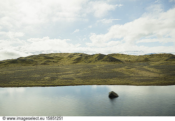 Iceland landscape motion blur shot from a car