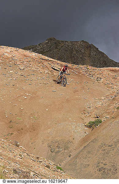 Iceland  Man mountain biking