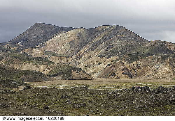 Iceland  Mountain scenery with cloudy sky