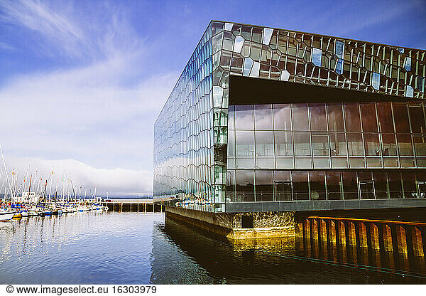 Iceland  Reykjavik  view to Harpa concert hall and harbour