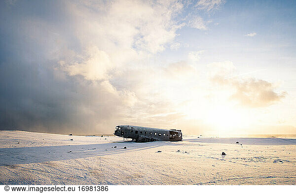 Iceland Solheimasandur DC-13 Plane Crash during sunrise in winter