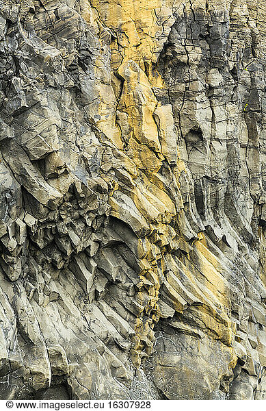 Iceland  Sudurland  Close up of cliff near Vik