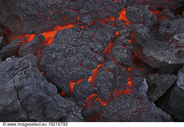 Iceland  View of lava from Eyjafjallajokull Fimmforduhals  2010