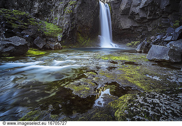 Idyllic shot of Folaldafoss waterfall Eastern Region Iceland