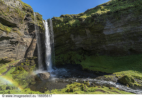 Idyllic shot of Kvernufoss waterfall  South Iceland