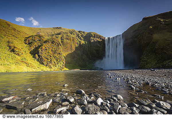 Idyllic shot of Skogafoss waterfall  South Iceland