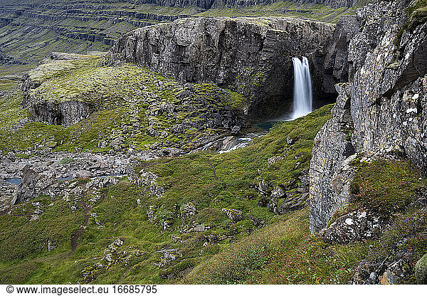 Idyllic view of Folaldafoss waterfall  Eastern Region  Iceland