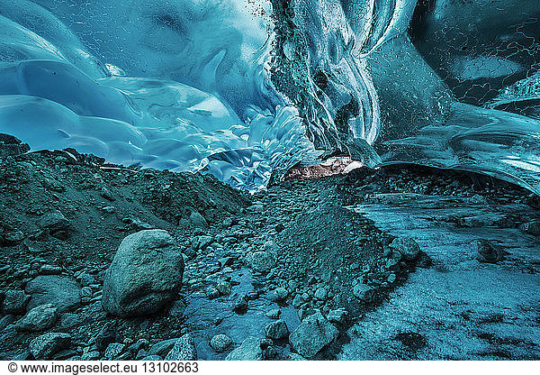 Idyllic view of Mendenhall Glacier cave