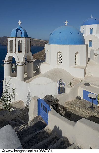 Ignoranz Kirche blau Santorin Gewölbe Kykladen Griechenland Griechische Inseln Oia Ia