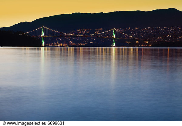 Illuminated Bridge Across a Bay