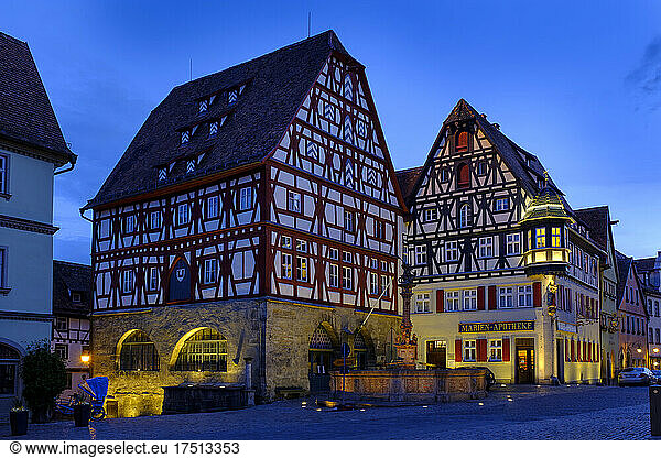 Illuminated houses by street at Bavaria  Germany