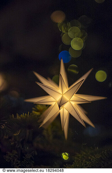 Illuminated star lantern in Christmas