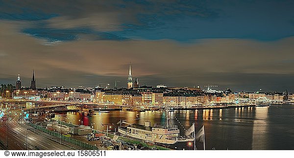 Illuminated Stockholm  Panorama  Sweden  Europe
