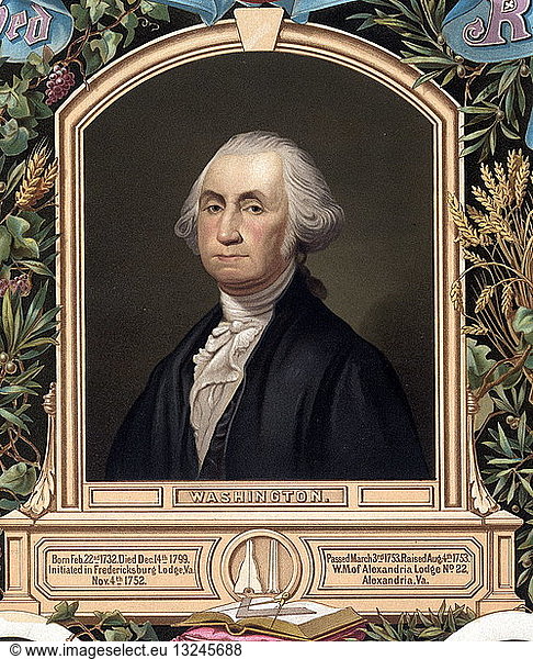 illustration of George Washington  of 1800 titled 'Distinguished masons of the revolution