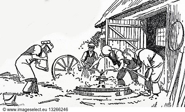 Illustration of labourers working