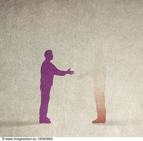 Illustration of man trying to greet disappearing friend
