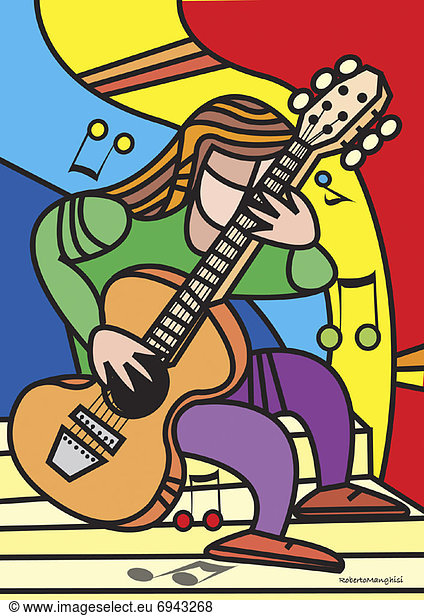 Illustration of Person Playing Guitar