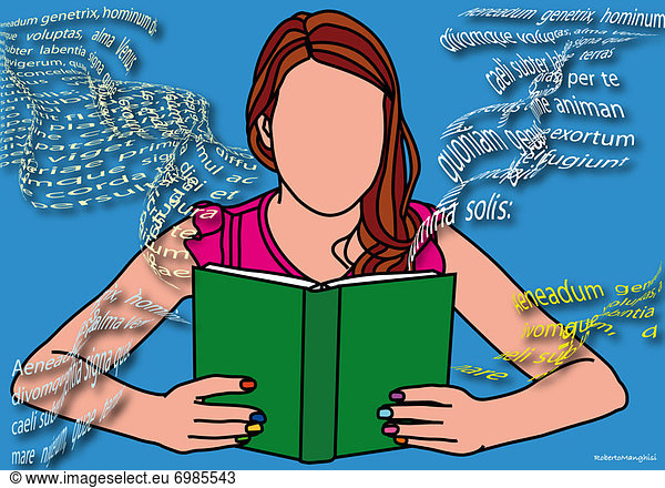 Illustration of Woman Reading