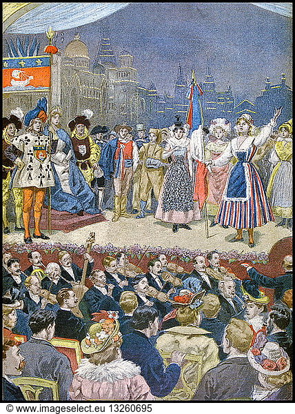 Illustration showing a theatrical performance at the Exposition Universelle of 1900.
