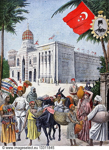 Illustration showing the Egyptian Pavilion  at the Exposition Universelle of 1900