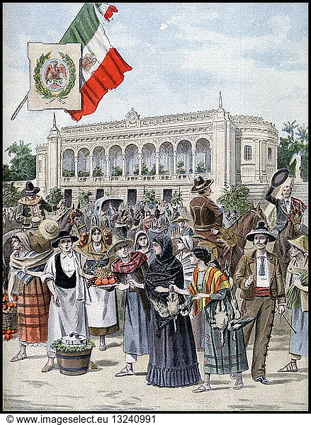 Illustration showing the Mexican Pavilion  at the Exposition Universelle of 1900
