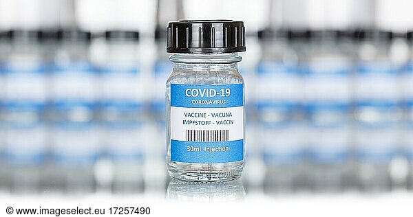 Impfstoff Coronavirus Corona Virus COVID-19 Covid Impfung Vaccine Textfreiraum Copyspace Panorama in Deutschland