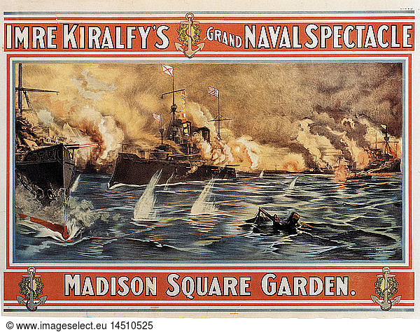 Imre Kiralfy's Grand Naval Spectacle  Madison Square Garden  Poster  1890's