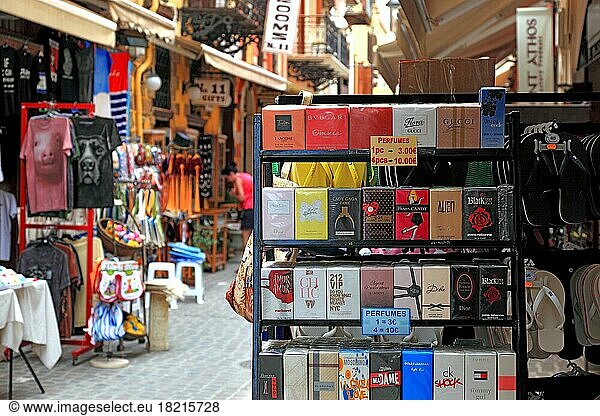 In the old town of Chania  shops and souvenir shops in the old town alleys  Crete  Greece  Europe