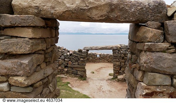 Inca ruins  Isla del Sol (Â¥Sun IslandÂ¥)  Lake Titicaca  Bolivia