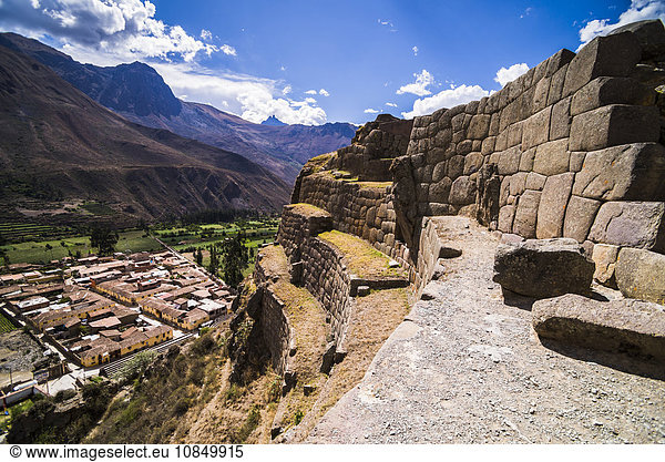 Inca Ruins of Ollantaytambo,  Sacred Valley of the Incas (Urubamba Valley),  near Cusco,  Peru,  South America