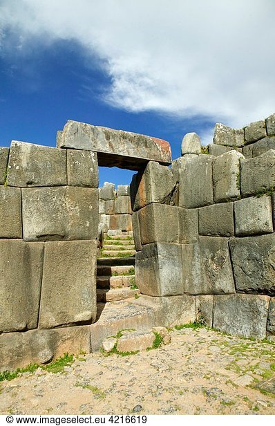 Inca stone edifice  Sacsayhuaman  Cuzco  Peru