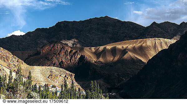India  Ladakh  Himalayas shrouded in shadows