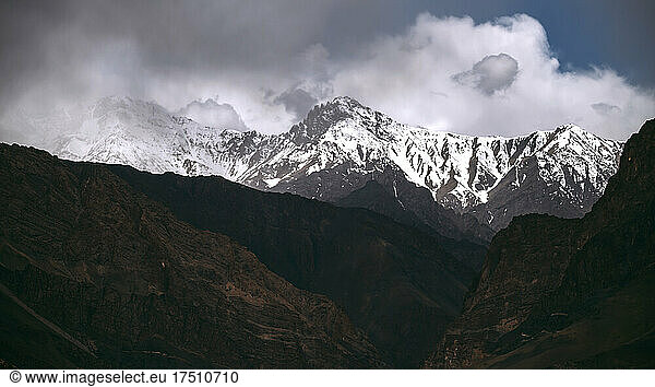 India  Ladakh  Panoramic view of snowcapped Himalayas