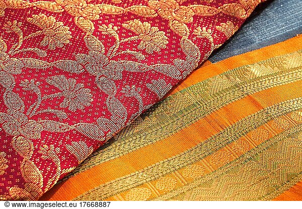 Indian silk saries close up Background