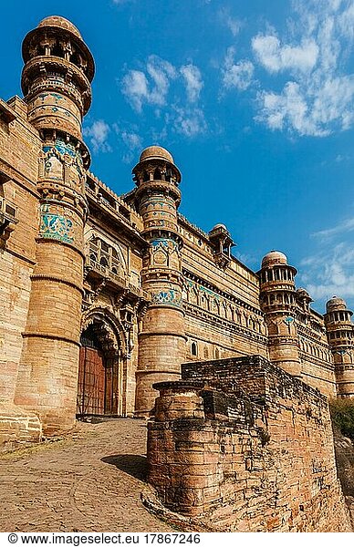 Indien Touristenattraktion  Mughal Architektur  Gwalior Fort. Gwalior  Madhya Pradesh  Indien  Asien