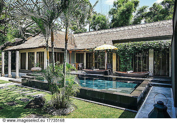 Indonesia  Bali  Poolside of luxurious villa in summer