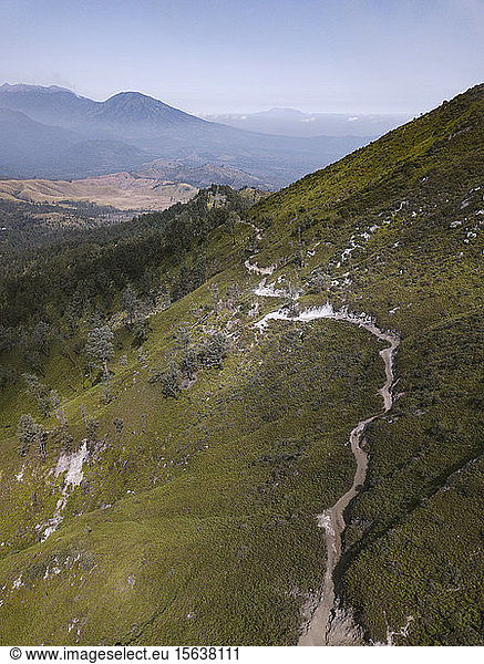 Indonesia  Java  Dirt road across ridge of Ijen volcano