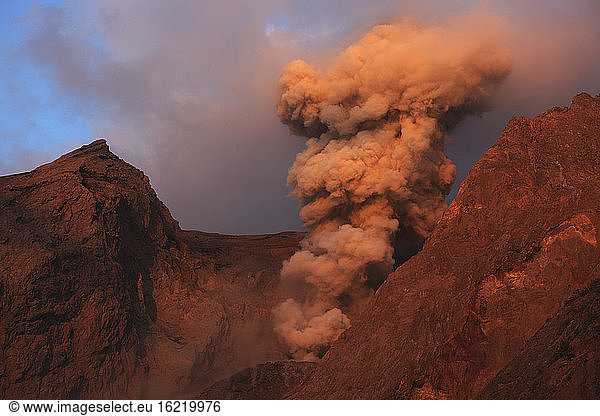 Indonesia  View of eruption from Batu Tara volcano island