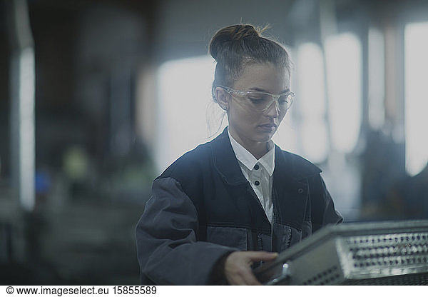 industrial plant with an engineer female
