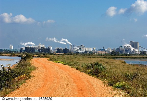 Industrial Pole of Huelva. View from the Odiel Natural Place. Huelva. Andalucia. Spain